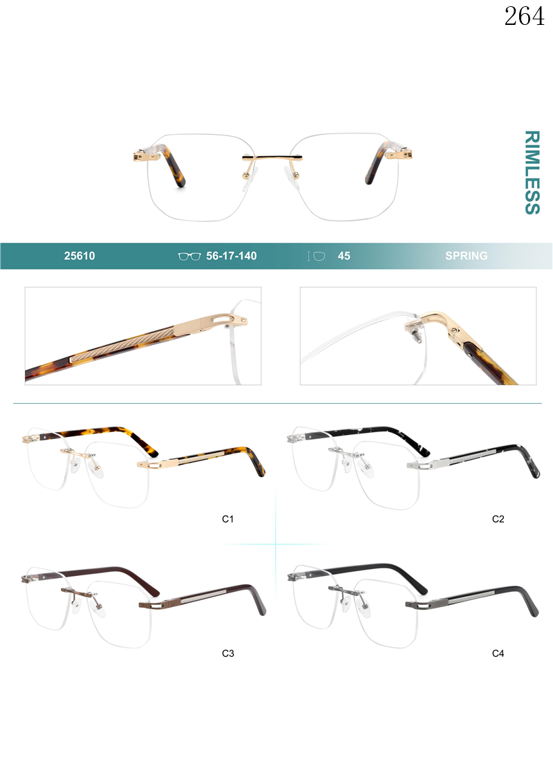 Dachuan Optical 256010 China Supplier Modren Design Rimless Optical Frame with Colorful Legs (1)