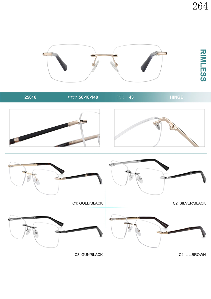 Dachuan Optical 256016 China Supplier Simple Design Rimless Spectacle Frames with Metal Hinge (1)