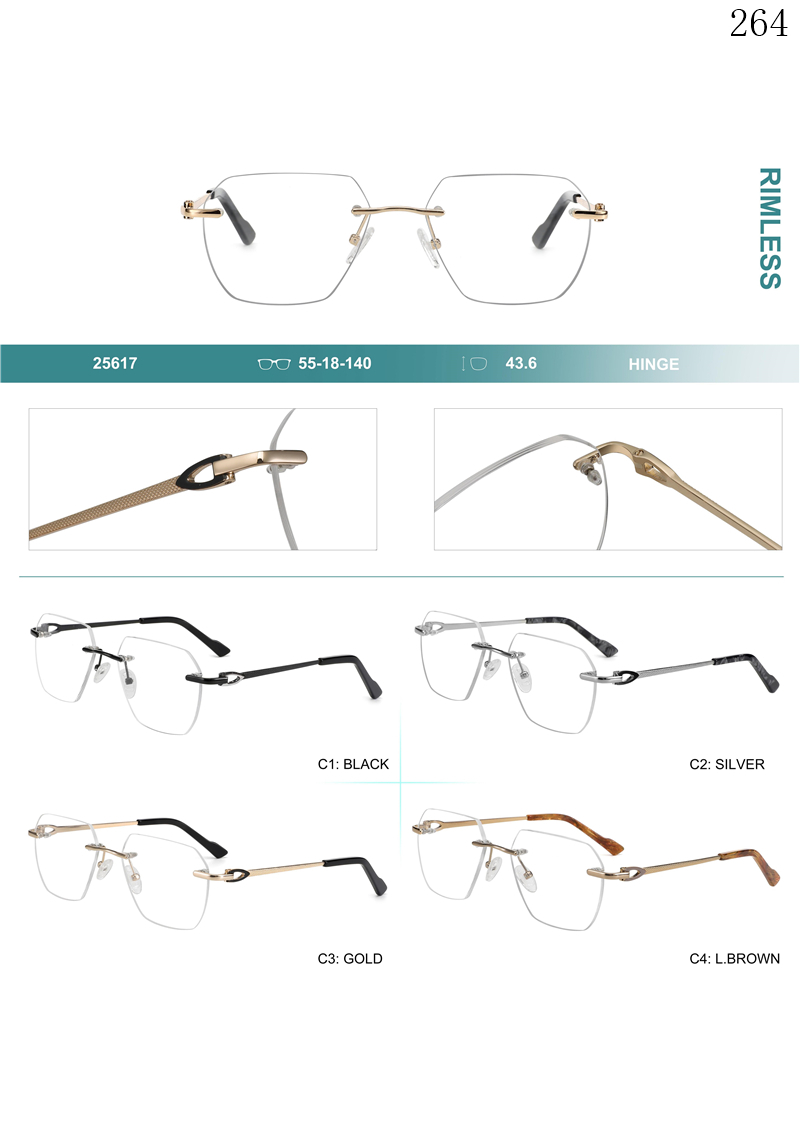 Dachuan Optical 256017 China Supplier Simple Design Rimless Spectacle Frames with Trendy Shapes (1)