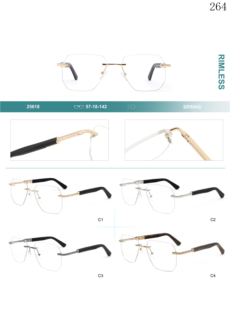 Dachuan Optical 256018 China Supplier New Arrive Rimless Spectacle Frames with Double Color (1)