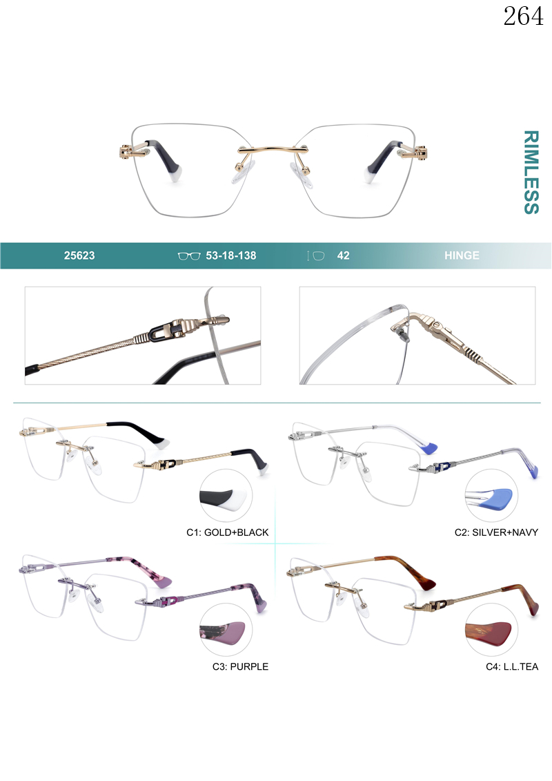 Dachuan Optical 256023 China Supplier High Quality Rimless Eyewear Frames with Pattern Legs (1)