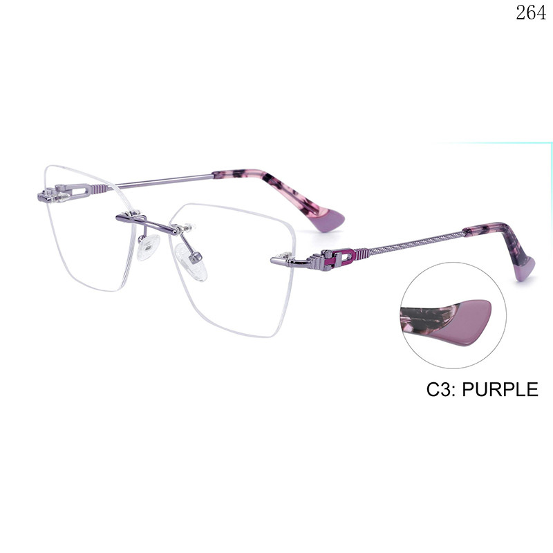 Dachuan Optical 256023 China Supplier High Quality Rimless Eyewear Frames with Pattern Legs (8)