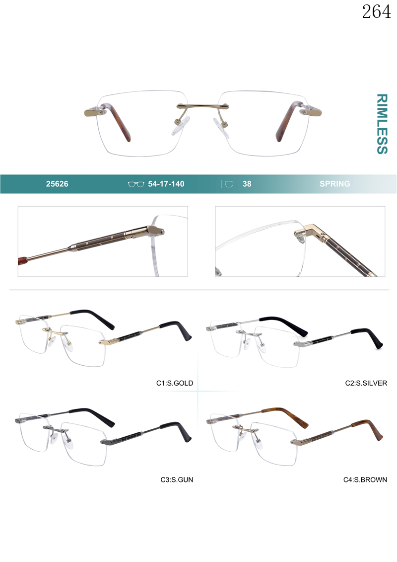 Dachuan Optical 256026 China Supplier New Design Rimless Eyewear Frames with Metal Hinge (1)