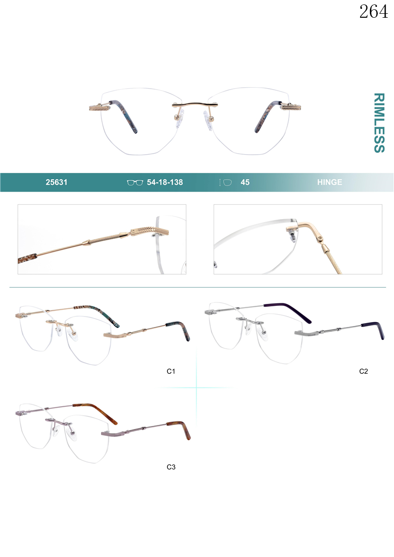 Dachuan Optical 256031 China Supplier New Design Rimless Optical Eyewear with Metal Hinge (1)