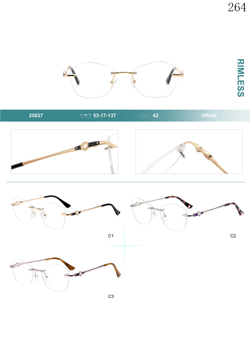 Dachuan Optical 256037 China Supplier Fashion Style Rimless Eyeglasses Frames with Diamonds (1)