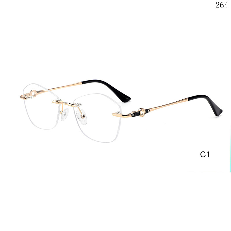 Dachuan Optical 256037 China Supplier Fashion Style Rimless Eyeglasses Frames with Diamonds (6)