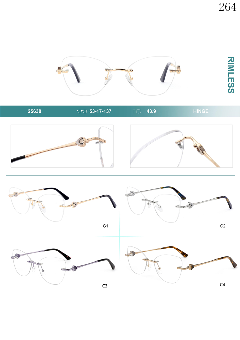 Dachuan Optical 256038 China Supplier Brand New Rimless Eyeglasses Frames with Special Legs (1)