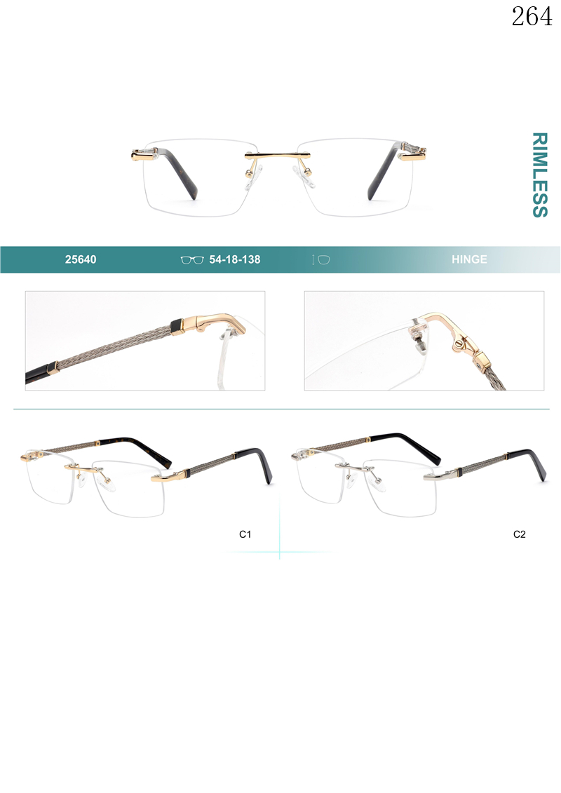 Dachuan Optical 256040 China Supplier Hot Fashion Rimless Eyeglasses Frames with Metal Hinge (1)