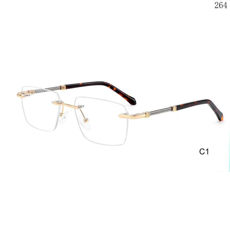 Dachuan Optical 256041 China Supplier Hot Fashion Rimless Eyeglasses Frames with Rectangle Frame (6)