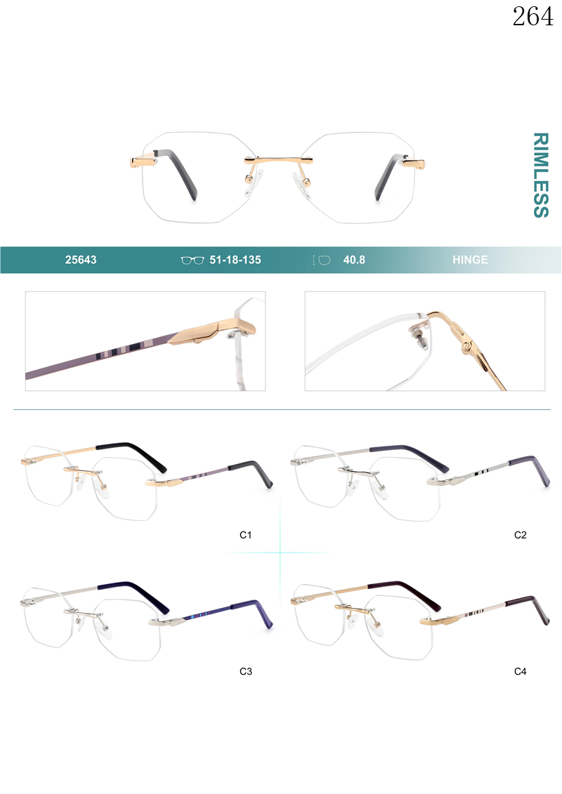 Dachuan Optical 256043 China Supplier Hot Trend Rimless Eyeglasses Frames with Colorful Design (1)