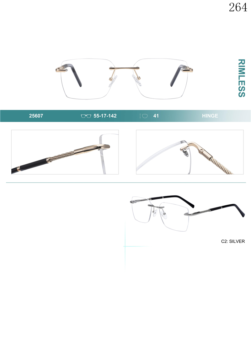 Dachuan Optical 25607 China Supplier Fashion Design Rimless Optical Frame with Special Legs (1)