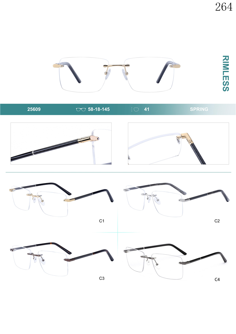 Dachuan Optical 25609 China Supplier Classic Design Rimless Optical Frame with Metal Hinge (1)