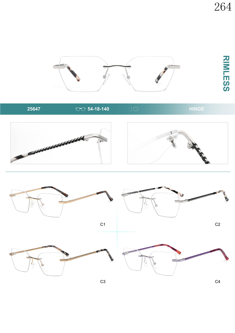 Dachuan Optical 25647 China Supplier Hot Sale Rimless Spectacle Frames with Multiple Colors (1)