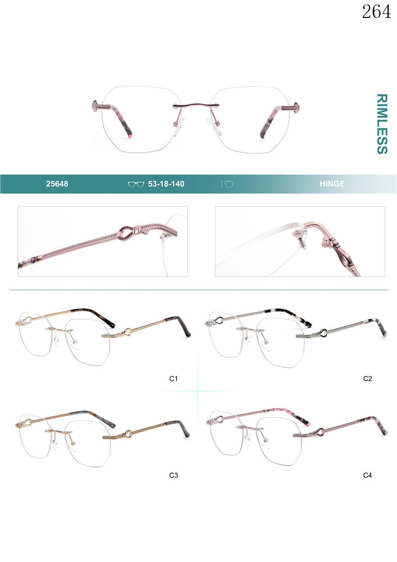 Dachuan Optical 25648 China Supplier Classic DeisgnRimless Spectacle Frames with Colorful Frame (1)