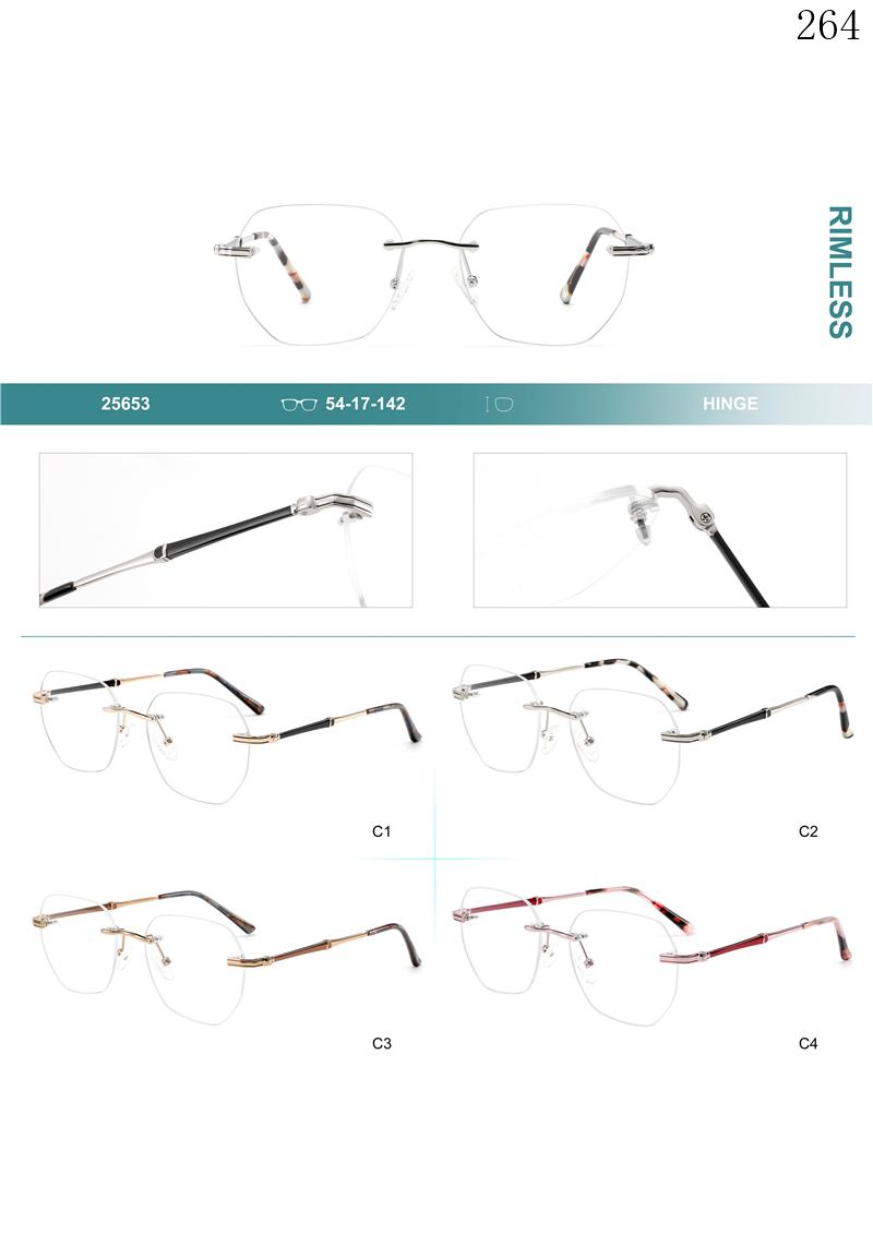 Dachuan Optical 25653 China Supplier Best Sale Rimless Spectacle Frames with Tortoiseshell Color (1)