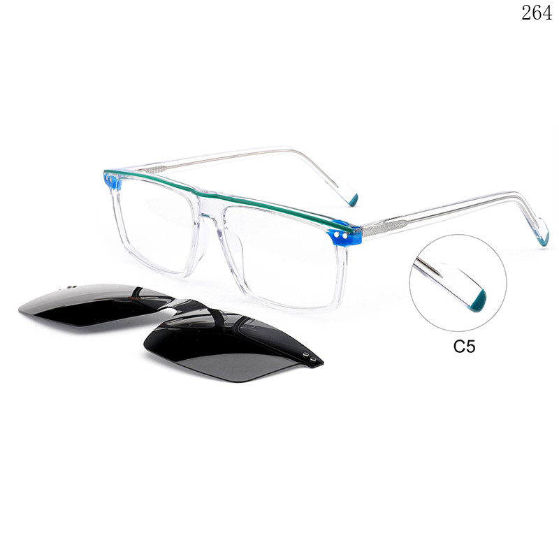 Dachuan Optical BL2849 China Supplier Flat Top Shape Clip On Eyeglasses with Multicolor Splicing (10)