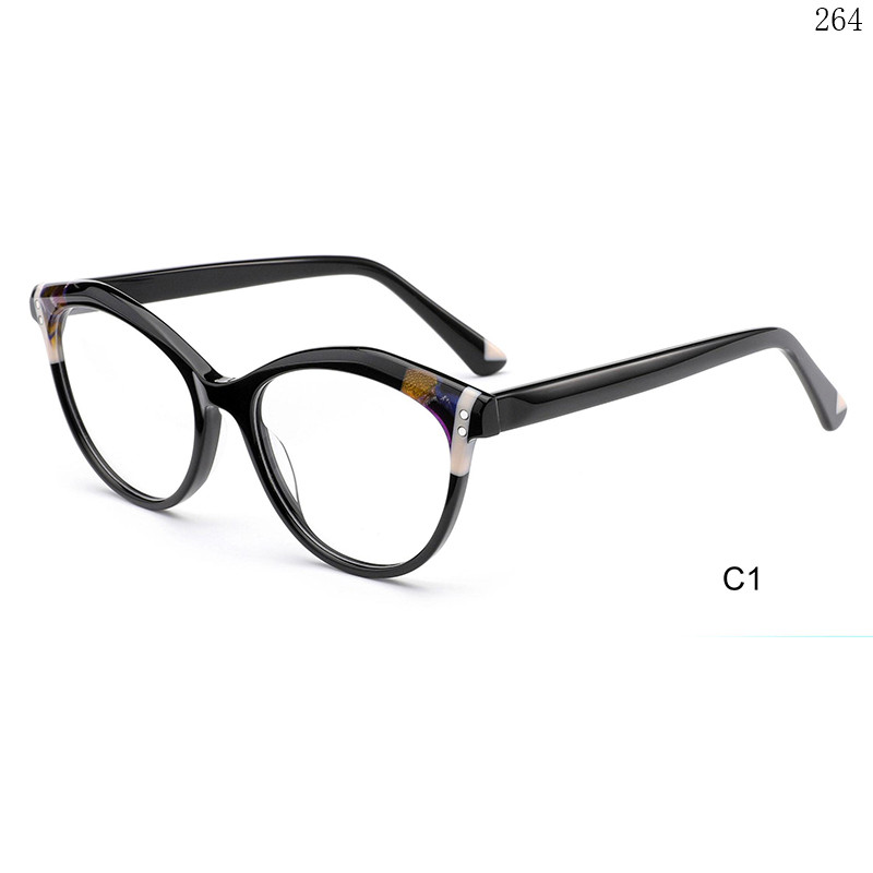 Dachuan Optical BL2851 China Supplier New Fashion Cateye Acetate Optical Glasses with Multicolor Splicing (6)