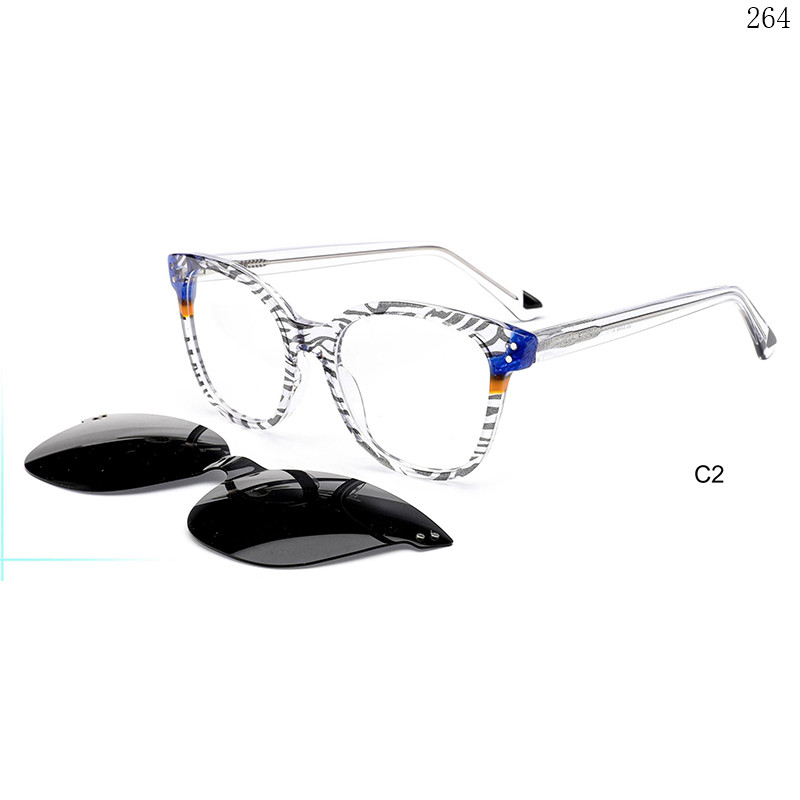 Dachuan Optical BL2852 China Supplier Stylish Cateye Clip On Eyeglasses Shades with Multicolor Splicing (7)