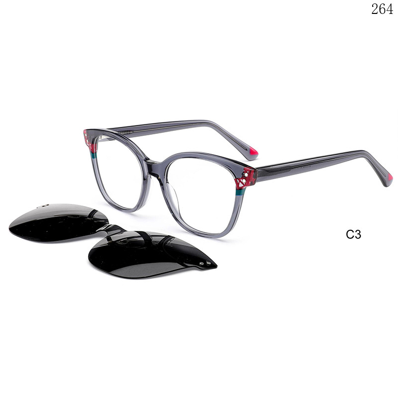 Dachuan Optical BL2852 China Supplier Stylish Cateye Clip On Eyeglasses Shades with Multicolor Splicing (8)