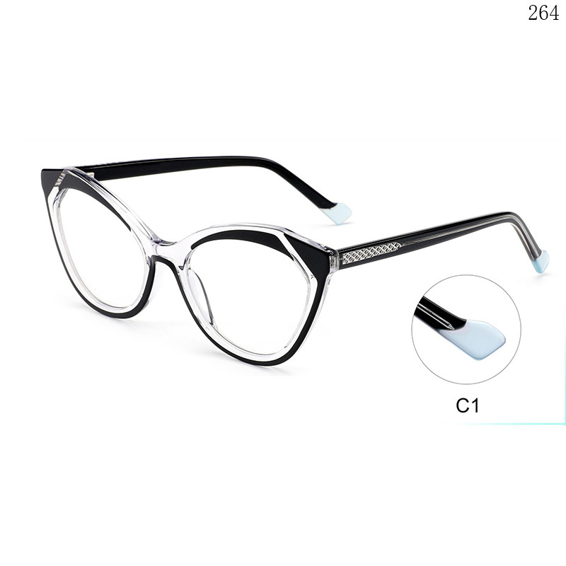 Dachuan Optical CL9025 China Supplier Fashion Cateye Shape Acetate Eyeglass Frames with Multicolor Splicing (6)