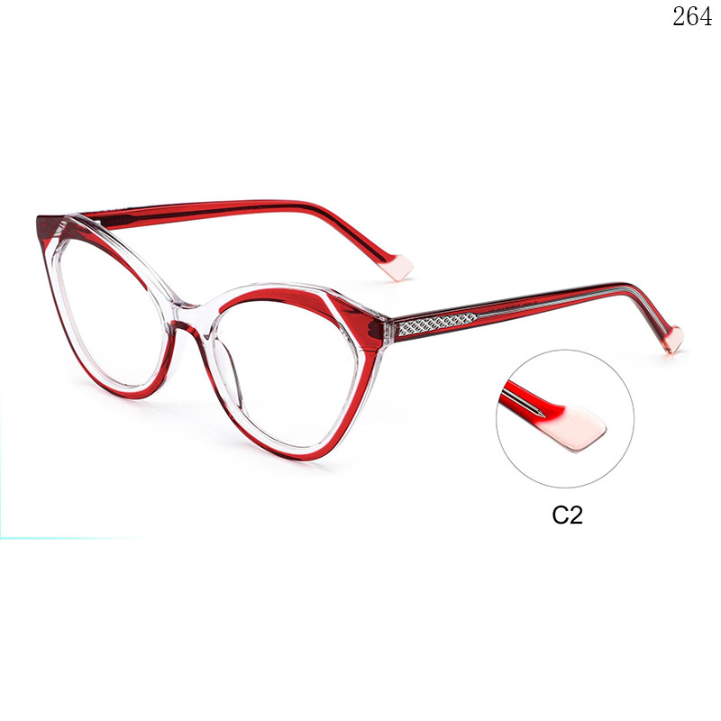 Dachuan Optical CL9025 China Supplier Fashion Cateye Shape Acetate Eyeglass Frames with Multicolor Splicing (7)