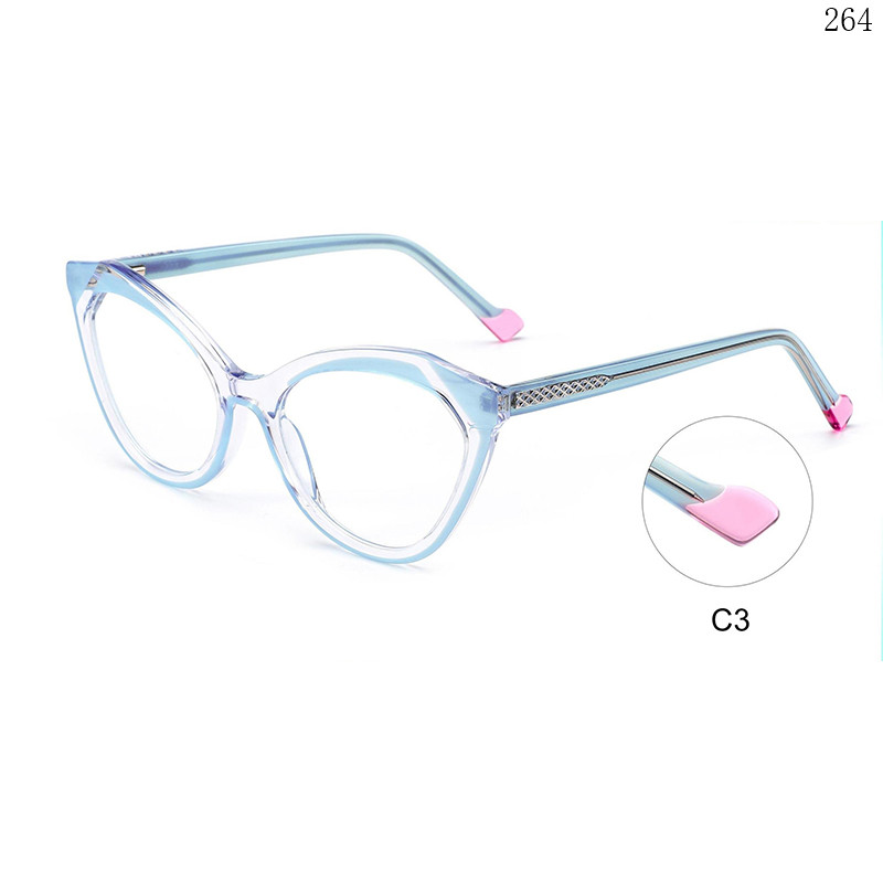 Dachuan Optical CL9025 China Supplier Fashion Cateye Shape Acetate Eyeglass Frames with Multicolor Splicing (8)