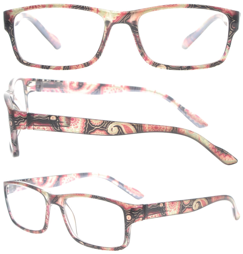 Dachuan Optical DRP131124 China Wholesale New Trendy Rectangle Shape Plastic Reading Glasses with Pattern Frame (1)