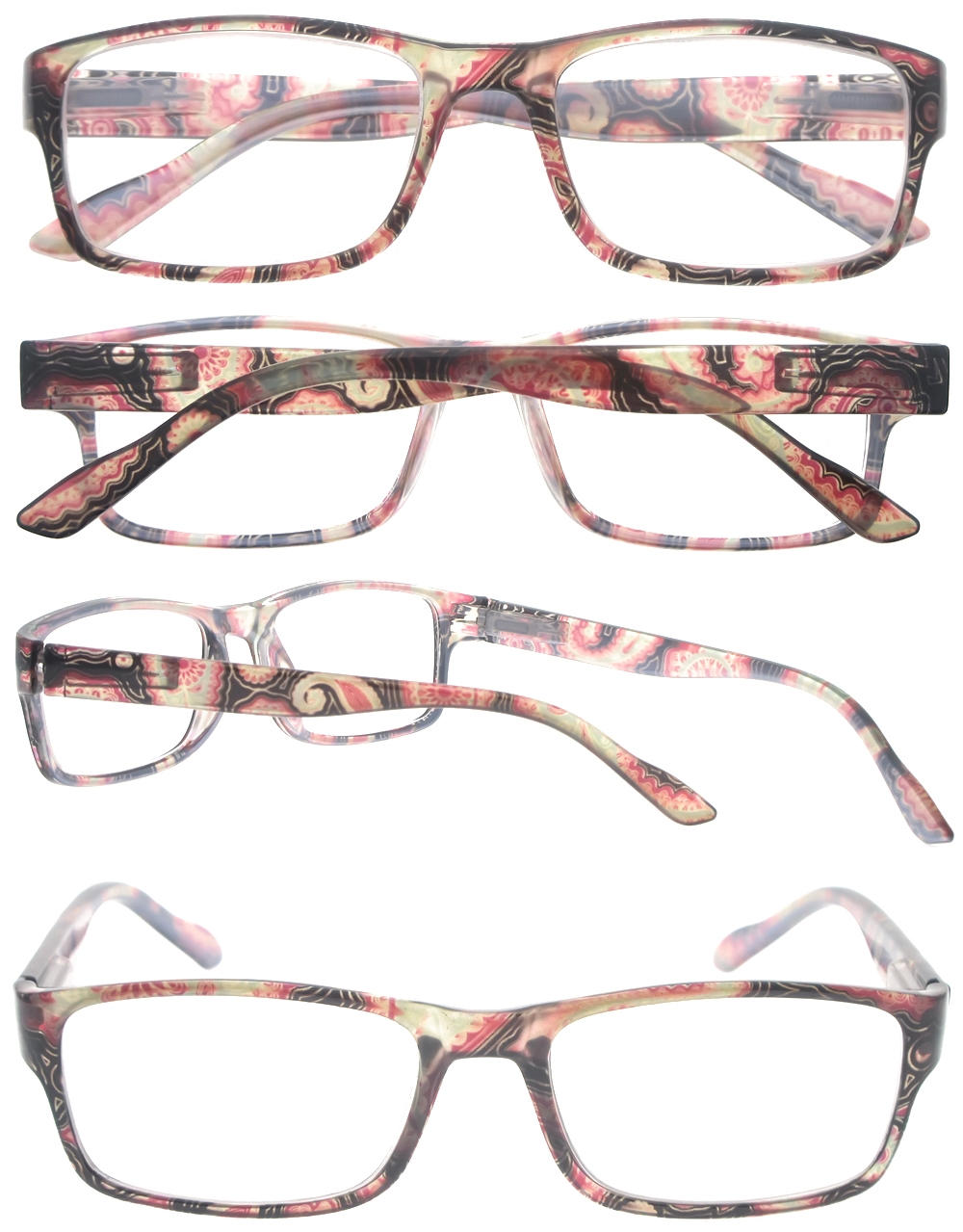 Dachuan Optical DRP131124 China Wholesale New Trendy Rectangle Shape Plastic Reading Glasses with Pattern Frame (3)