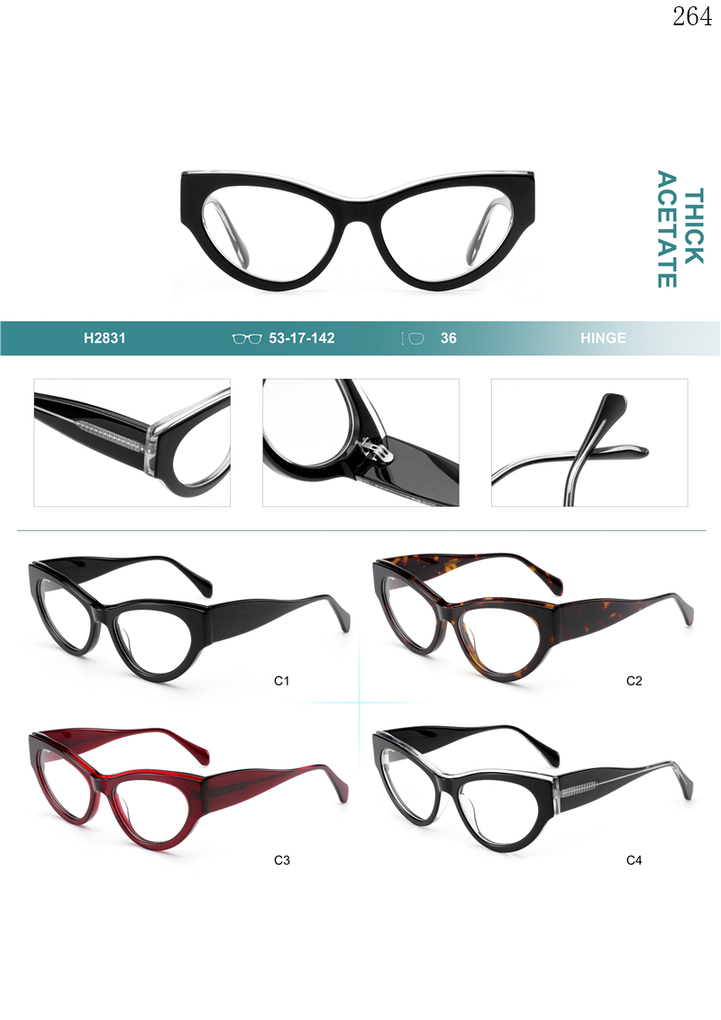 Dachuan Optical H2831 China Supplier Hot Selling Acetate Spectacle Frames Lentes with Cateye Shape