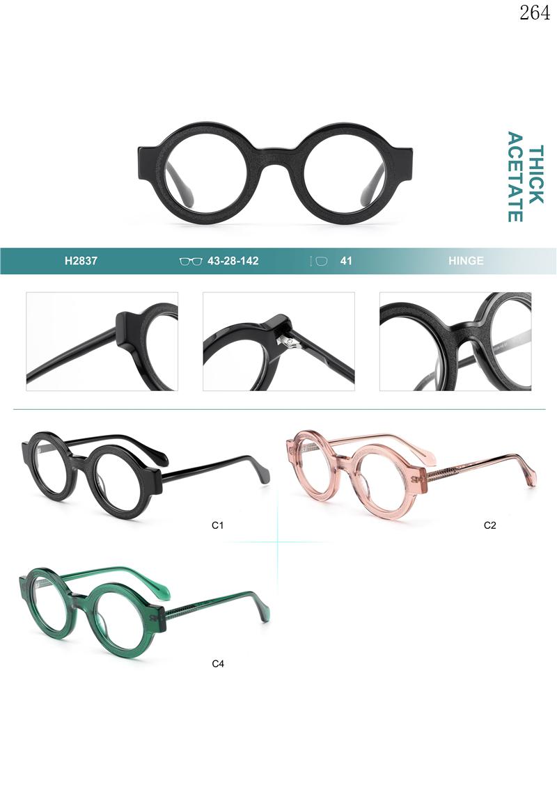 Dachuan Optical H2837 China Supplier Unisex Vintage Acetate Eyeglass Frames Lentes with Round Shape