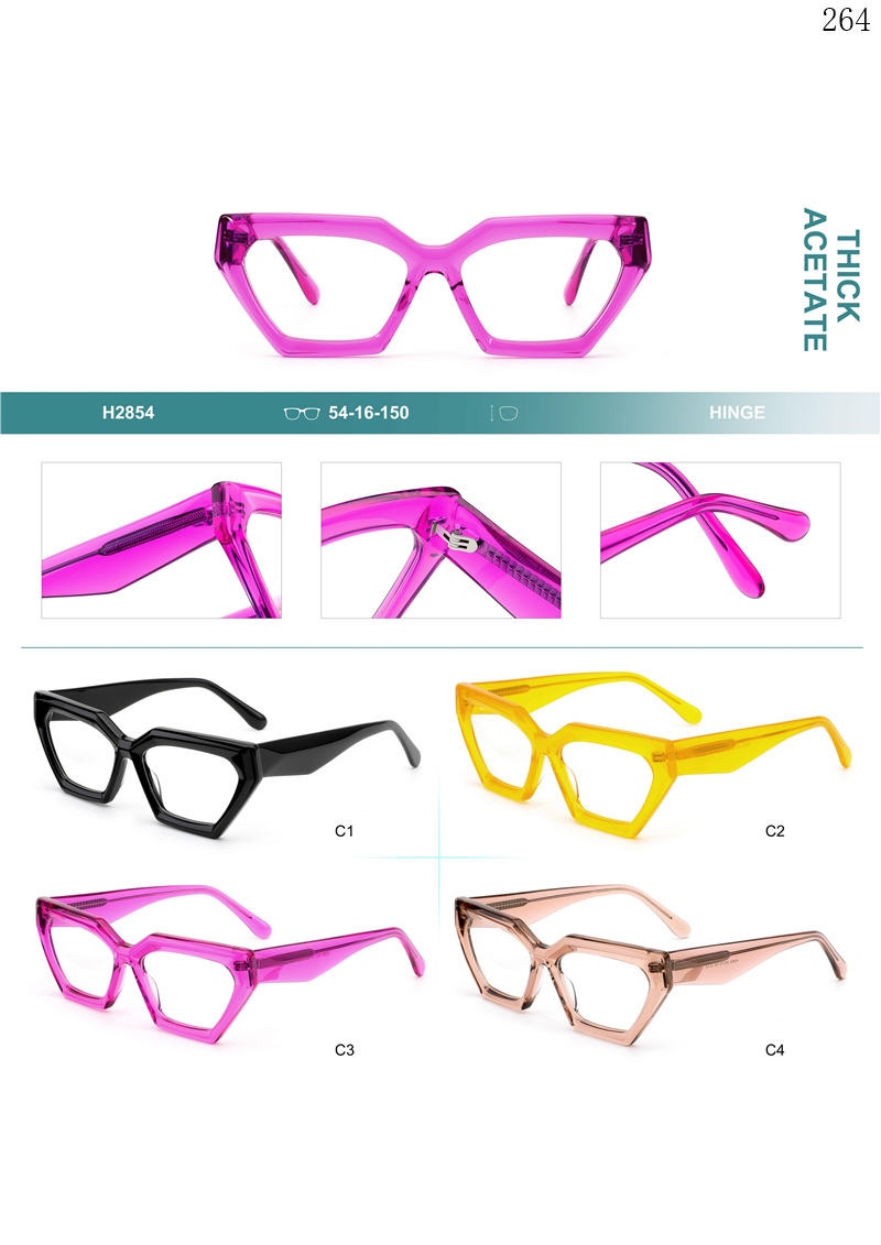 Dachuan Optical H2854 China Supplier New Fashion Acetate Optical Eyewear Eyeglasses with Cateye Shape