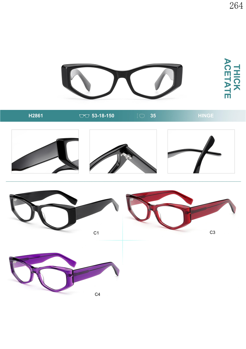 Dachuan Optical H2861 China Supplier Unisex Fashionable Acetate Optical Glasses Lunettes Optiques with Metal Hinges