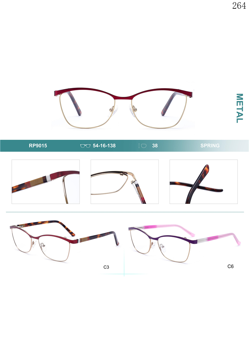 Dachuan Optical RP9015 China Supplier Women Style Metal Eyewear Frames with Pattern Legs (1)