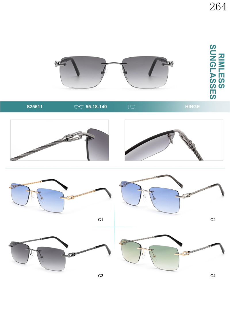 Dachuan Optical S25611 China Supplier Modern Design Rimless Sunglasses with Logo Printing (1)