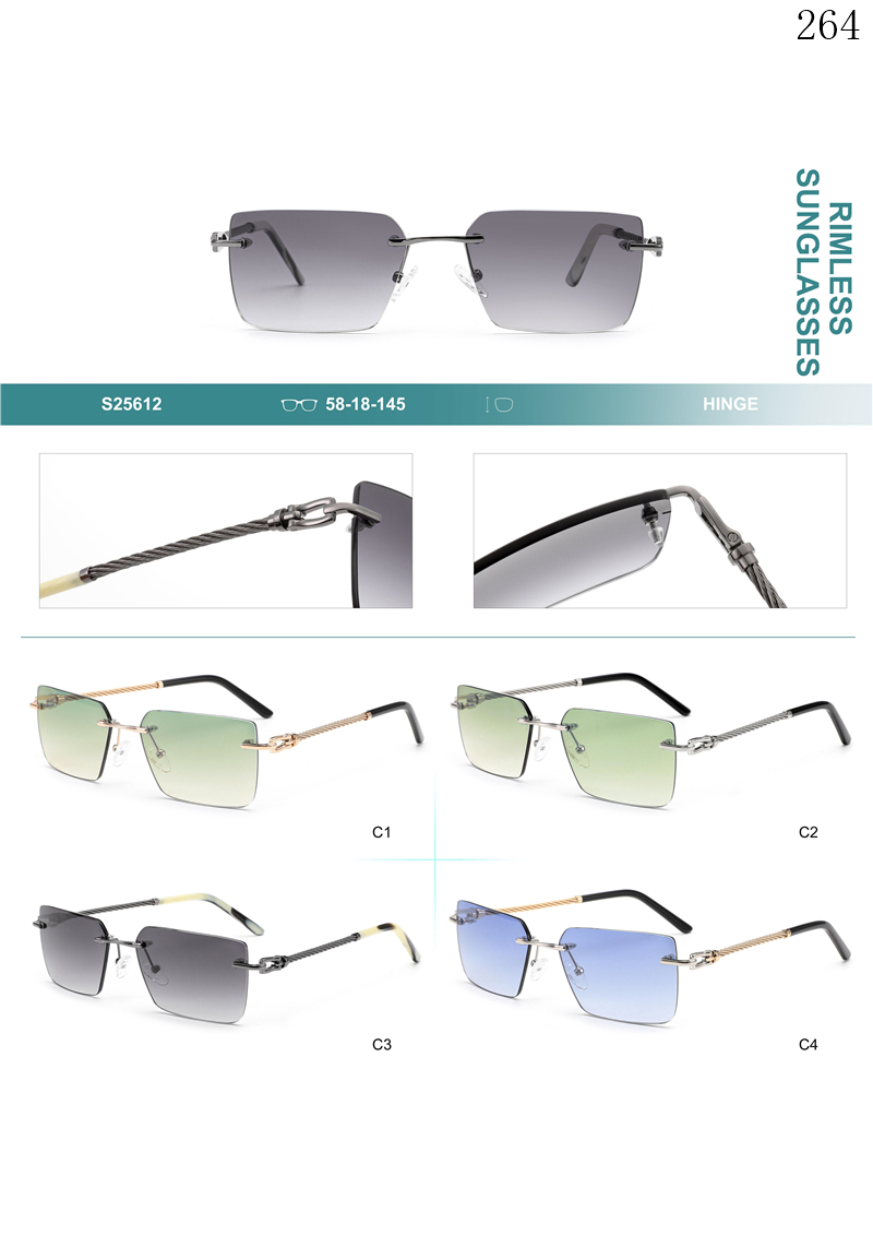 Dachuan Optical S25612 China Supplier Modern Design Rimless Sunglasses with Logo Printing (1)