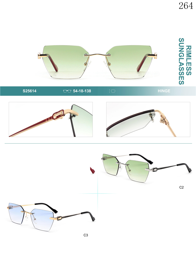 Dachuan Optical S25614 China Supplier New Arrivals Rimless Sunglass Frame with Metal Legs (1)