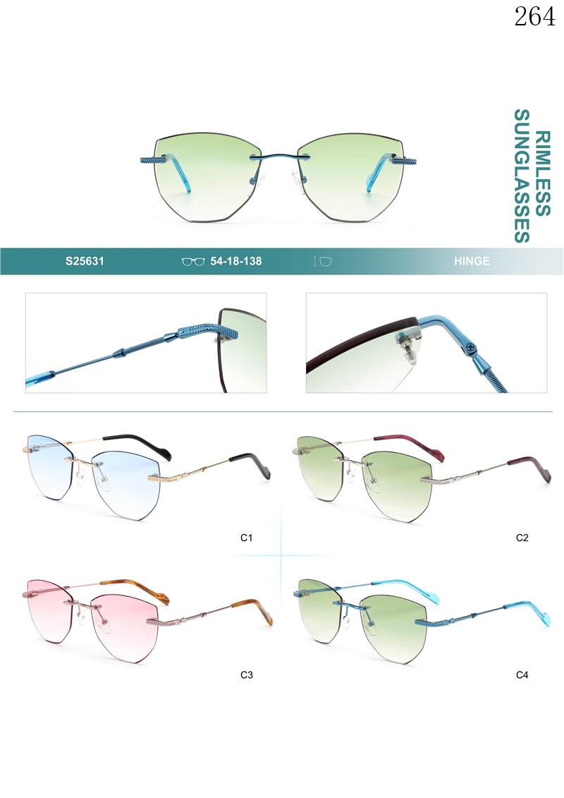 Dachuan Optical S25631 China Supplier Hot Rimless Sunglass Frame with Colorful Legs (1)