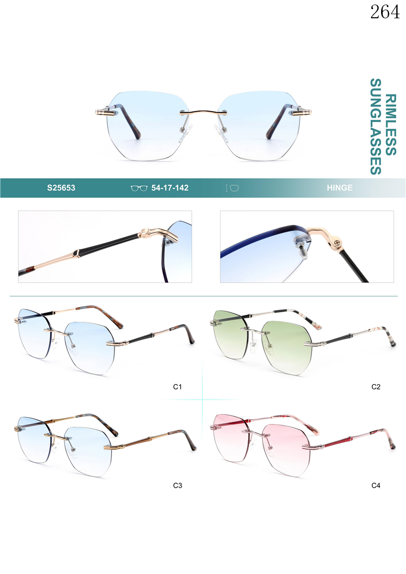 Dachuan Optical S25653 China Supplier New Coming Rimless Sunglasses Frame with Small Orders (1)