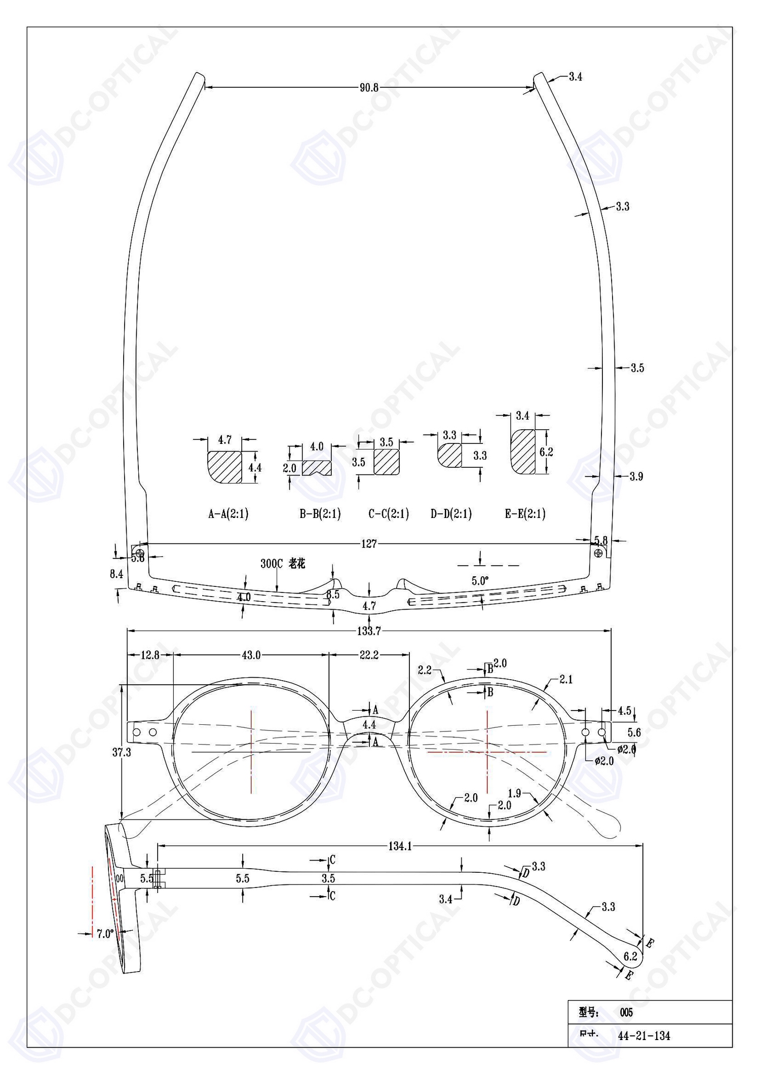 Tech-Drawing-of-Reading-Glasses-Openning-Mold-Dachuan-Optical-Design